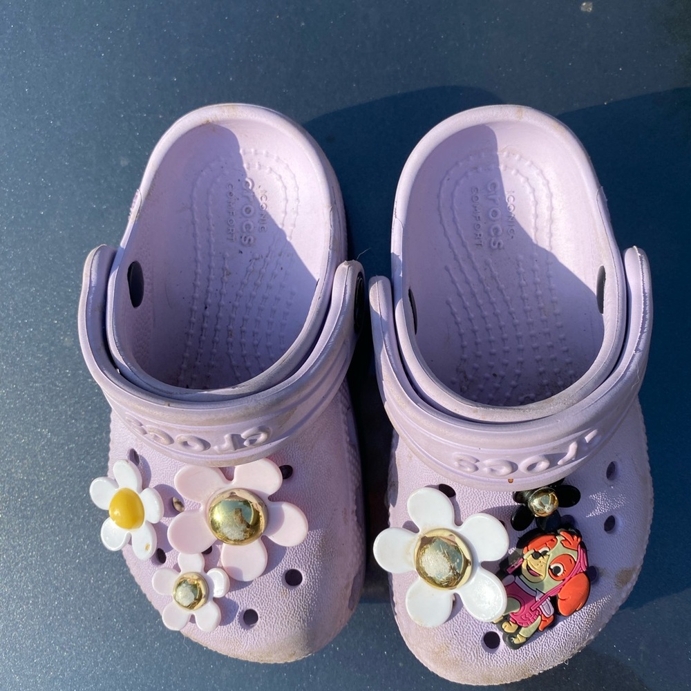 Crocs toddlers Purple Clogs with Floral Accents